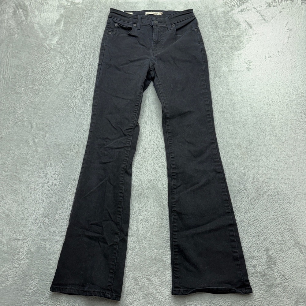 Levi's Premium 725 High Rise Bootcut Jeans Womens 26 Black Denim Pants